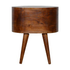 Rounded 2 Drawer Bedside Table in Chestnut-effect Solid Mango Wood - Price Crash Furniture