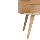 Rounded Bedside Table with 2 Drawers in oak-effect Solid Mango Wood - Price Crash Furniture