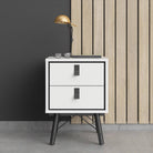 Ry 2 Drawer Bedside Table Cabinet in Matt White - Price Crash Furniture