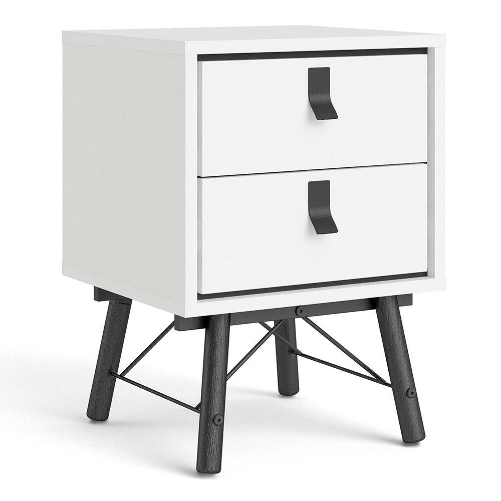 Ry 2 Drawer Bedside Table Cabinet in Matt White - Price Crash Furniture