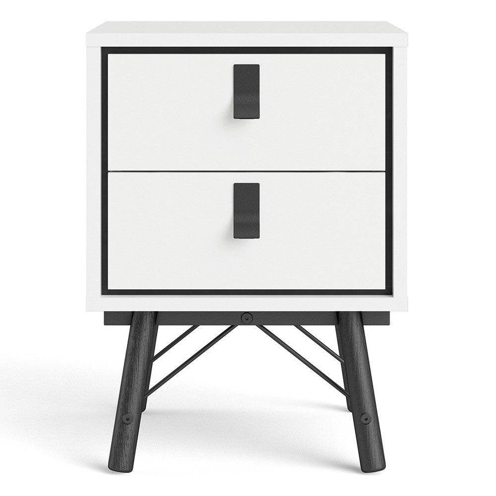 Ry 2 Drawer Bedside Table Cabinet in Matt White - Price Crash Furniture