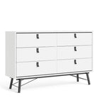 Ry Large Wide Double Chest of Drawers 6 Drawers in Matt Black & Walnut - Price Crash Furniture