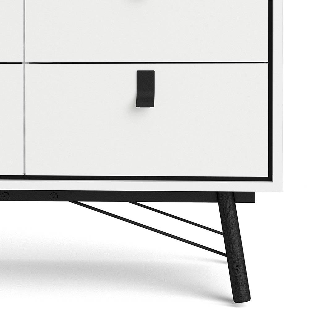 Ry Large Wide Double Chest of Drawers 6 Drawers in Matt White - Price Crash Furniture