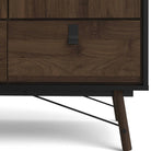 Ry Large Wide Triple Wardrobe 3 Doors + 3 Drawers in Matt Black & Walnut - Price Crash Furniture