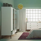 Ry Large Wide Triple Wardrobe 3 Doors + 3 Drawers in Matt White - Price Crash Furniture