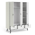 Ry Large Wide Triple Wardrobe 3 Doors + 3 Drawers in Matt White - Price Crash Furniture