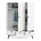 Ry Large Wide Triple Wardrobe 3 Doors + 3 Drawers in Matt White - Price Crash Furniture