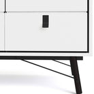 Ry Large Wide Triple Wardrobe 3 Doors + 3 Drawers in Matt White - Price Crash Furniture