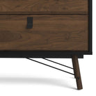 Ry Wide Double 3+3 6 Drawer Chest of Drawers 6 Drawers in Matt Black & Walnut - Price Crash Furniture