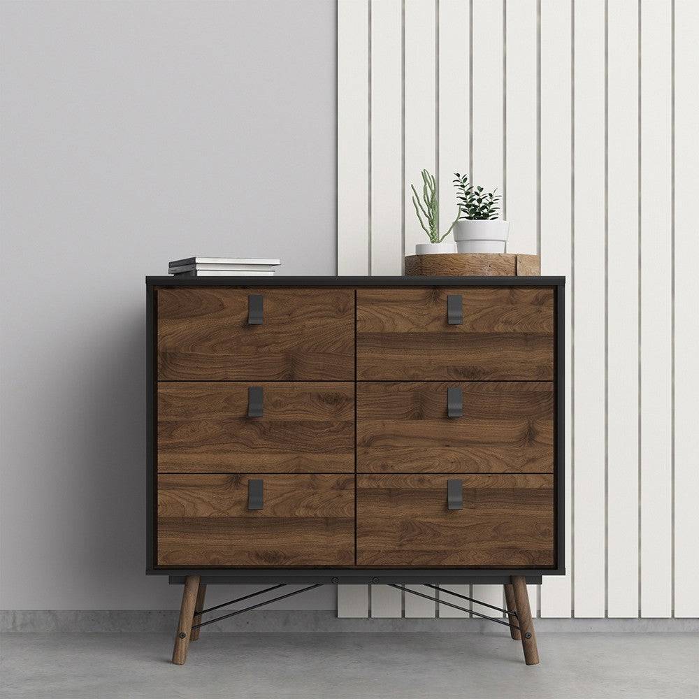Ry Wide Double 3+3 6 Drawer Chest of Drawers 6 Drawers in Matt White - Price Crash Furniture