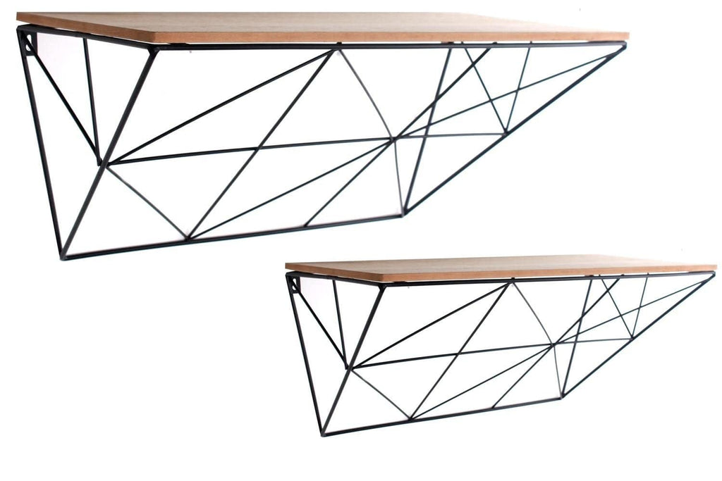 Set of 2 Black Geometric Shelves - Price Crash Furniture
