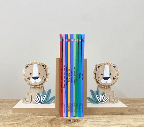 Set of Two Wooden Lion Bookends - Price Crash Furniture