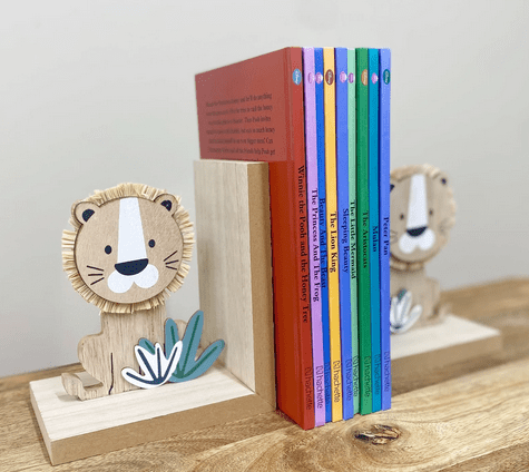 Set of Two Wooden Lion Bookends - Price Crash Furniture