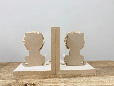 Set of Two Wooden Lion Bookends - Price Crash Furniture