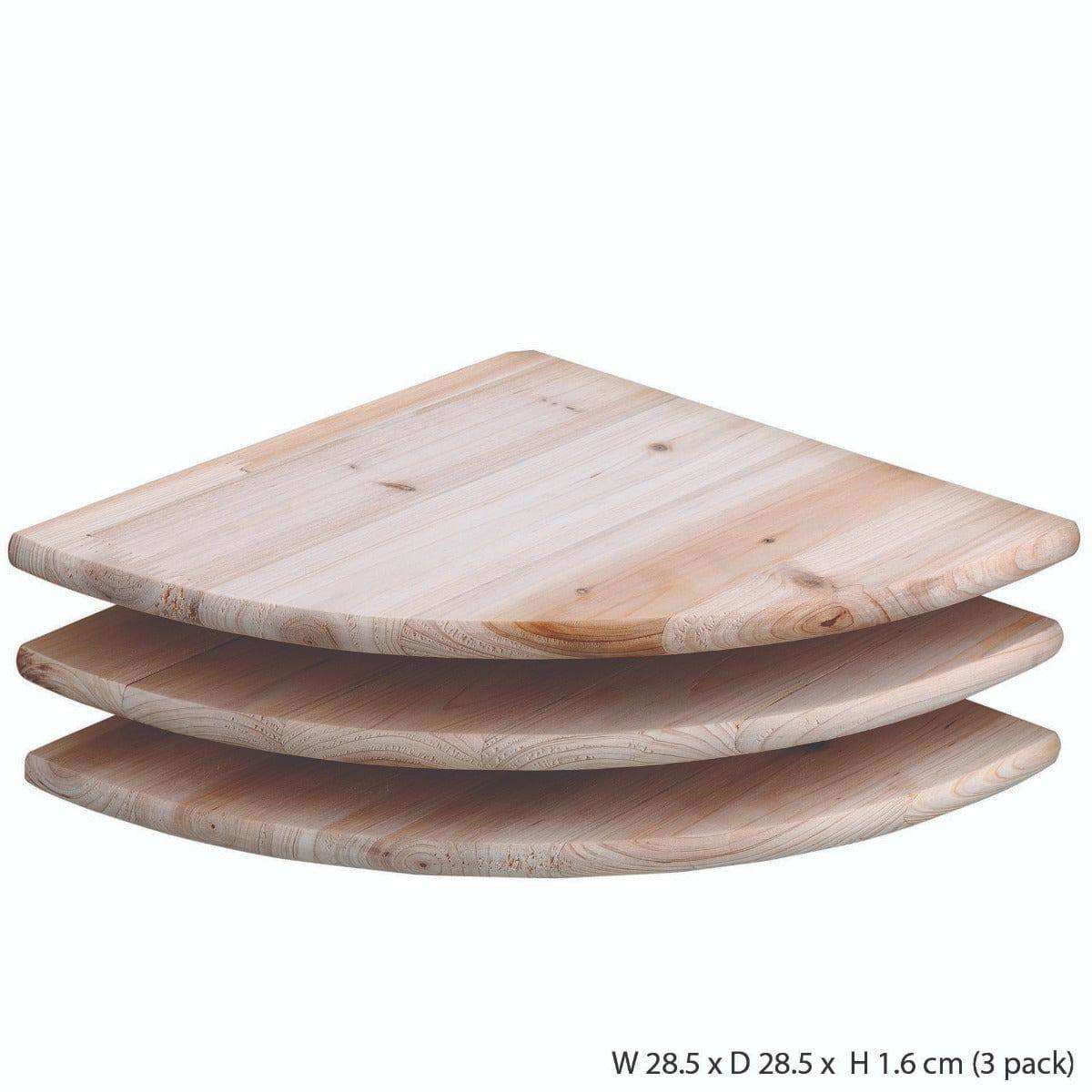 Simple and Natural Corner Wall Shelf 28.5cm 3-Pack in Solid Wood by Core - Price Crash Furniture