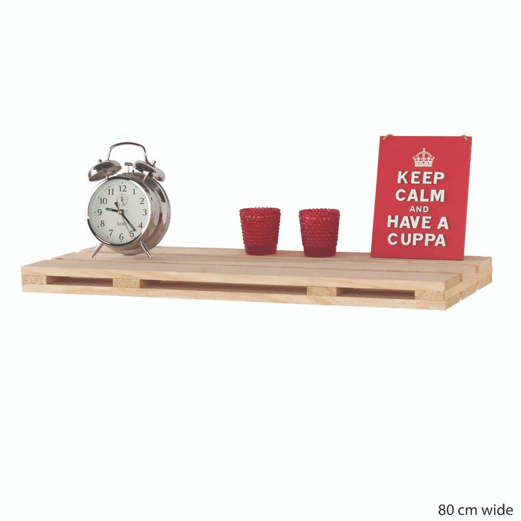 Simple and Natural Pallet Style 80cm Floating Shelf Kit in Sanded Wood by Core - Price Crash Furniture