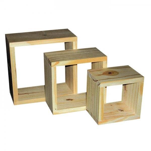 Simple and Natural Wood Wall Shelf Cube 3-Pack by Core - Price Crash Furniture