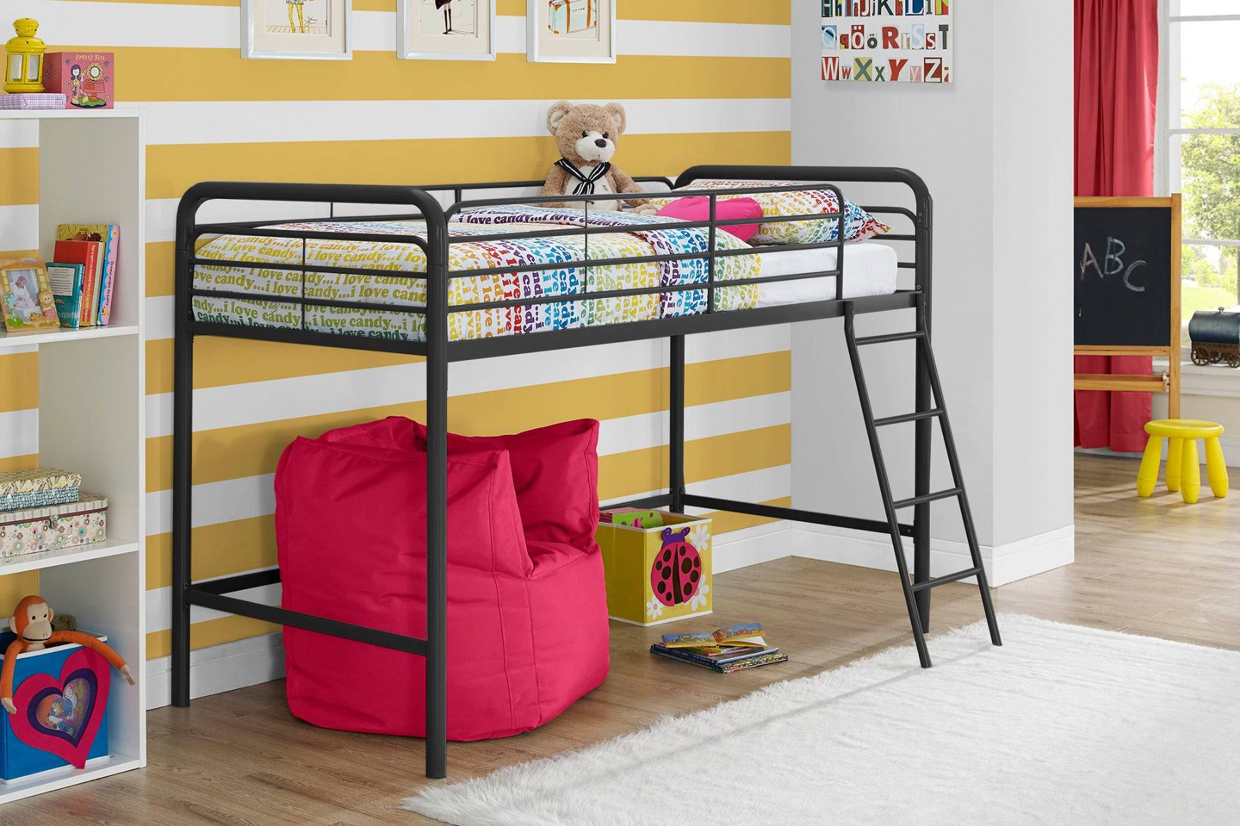 Single Mid-sleeper Bunk Bed in Black Metal by Dorel - Price Crash Furniture