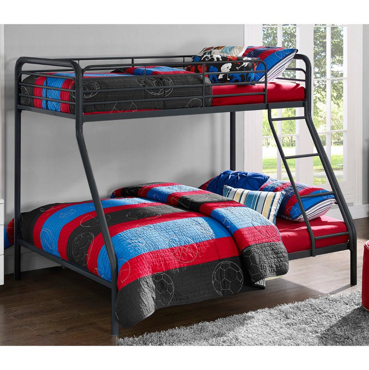 Single over Double Bunk Bed in Black Metal by Dorel - Price Crash Furniture