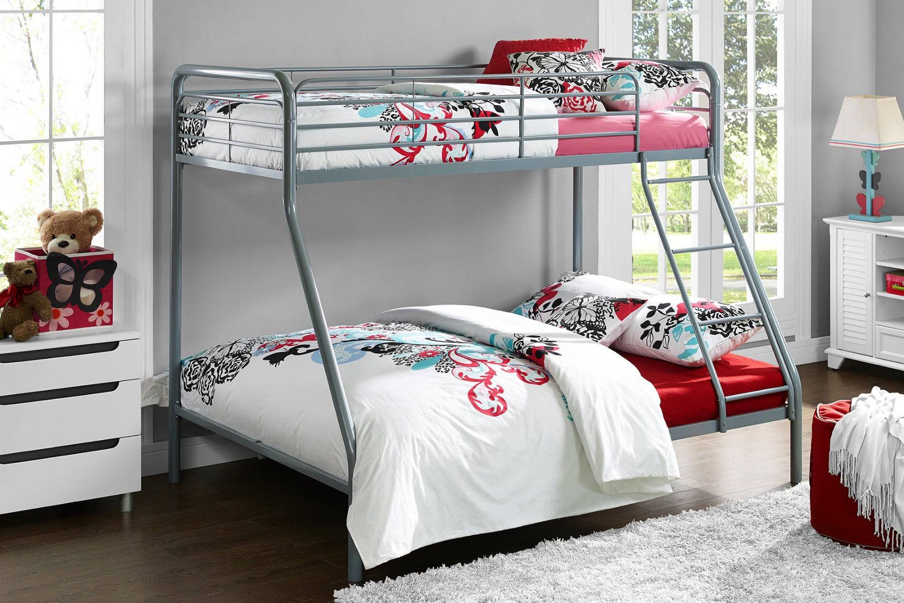 Single over Double Bunk Bed in Grey Metal by Dorel - Price Crash Furniture