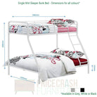 Single over Double Bunk Bed in White Metal by Dorel - Price Crash Furniture