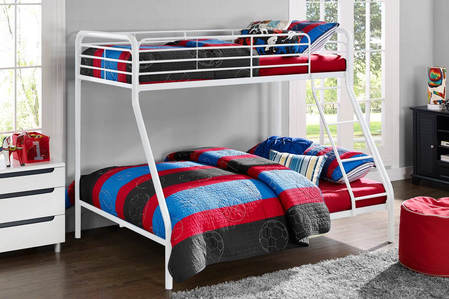 Single over Double Bunk Bed in White Metal by Dorel - Price Crash Furniture