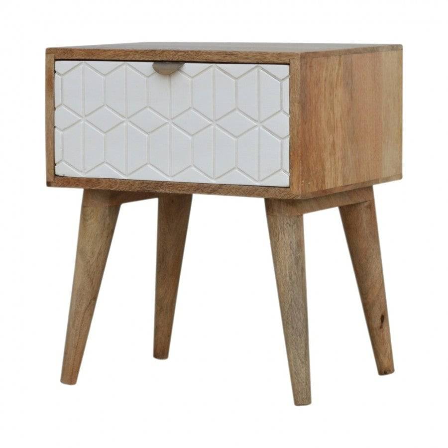 Sleek Screen Print Drawer Front Bedside Table - Price Crash Furniture