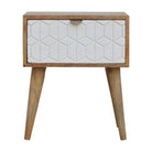 Sleek Screen Print Drawer Front Bedside Table - Price Crash Furniture