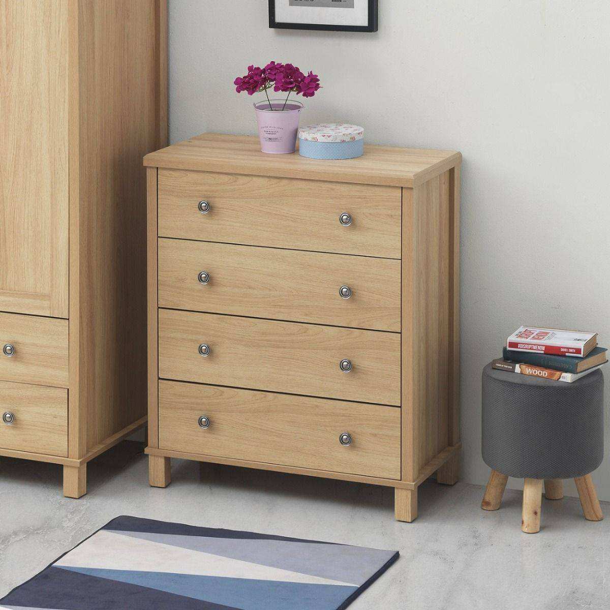 Sherwell 4 Drawer Chest of Drawers in Oak by TAD - Price Crash Furniture