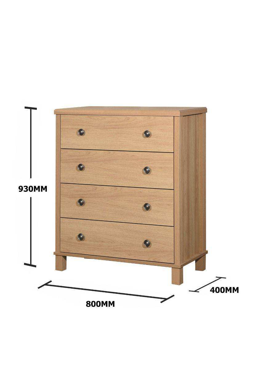 Sherwell 4 Drawer Chest of Drawers in Oak by TAD - Price Crash Furniture