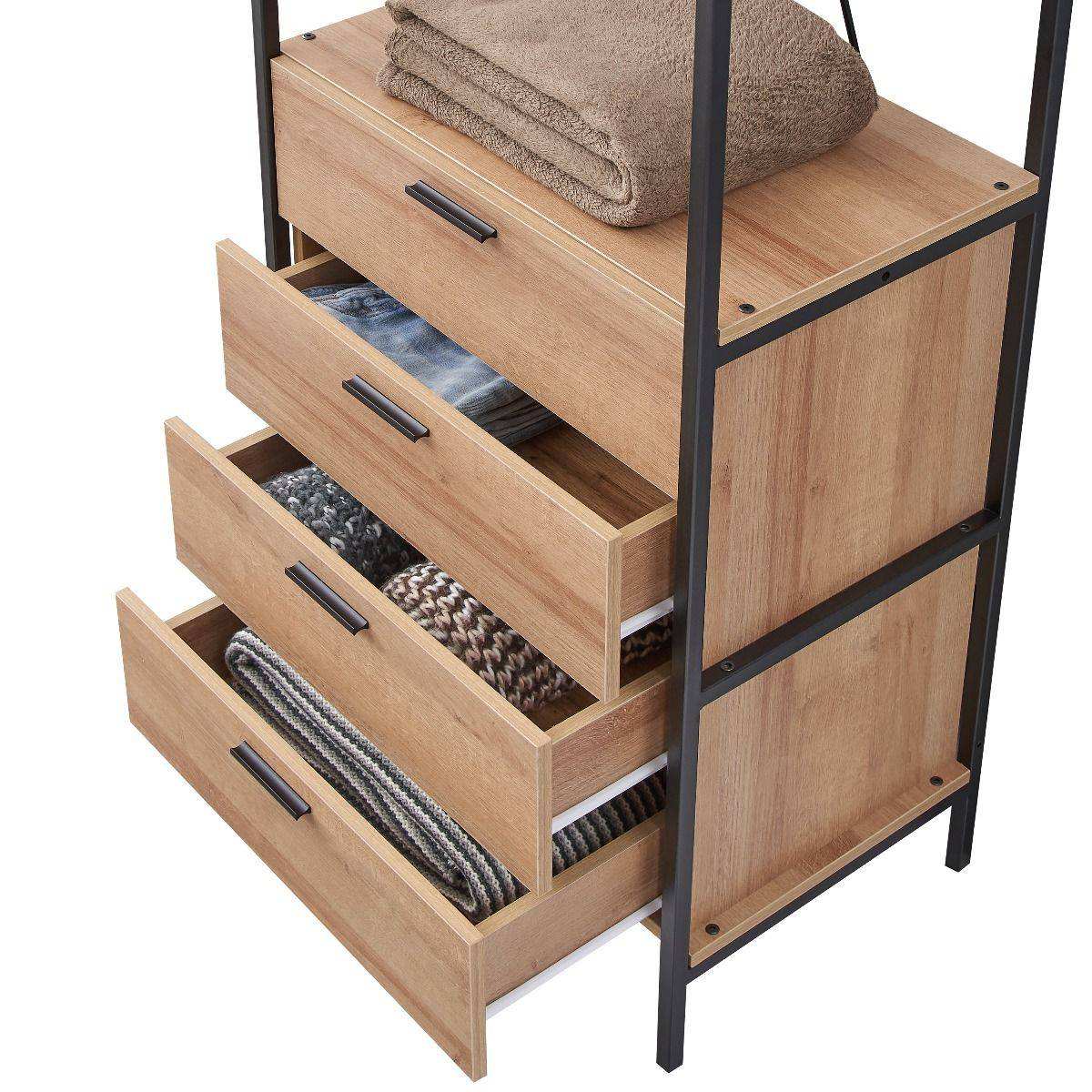 4 Drawer Open Wardrobe in Riviera Oak - Price Crash Furniture