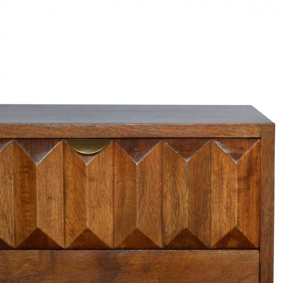 Solid Wood Bedside With Carved Drawer Front - Price Crash Furniture