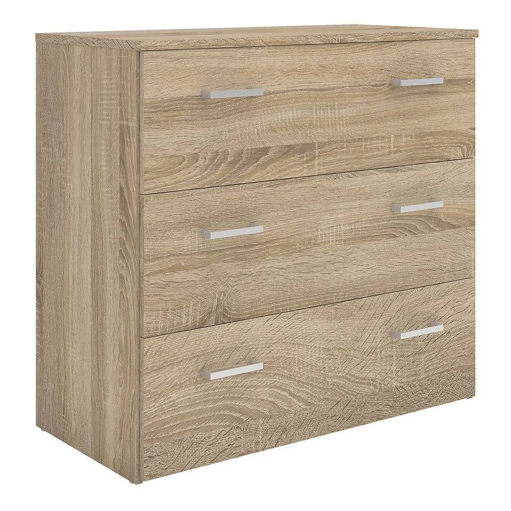 Space 3 Drawer Chest Of Drawers In Oak - Price Crash Furniture