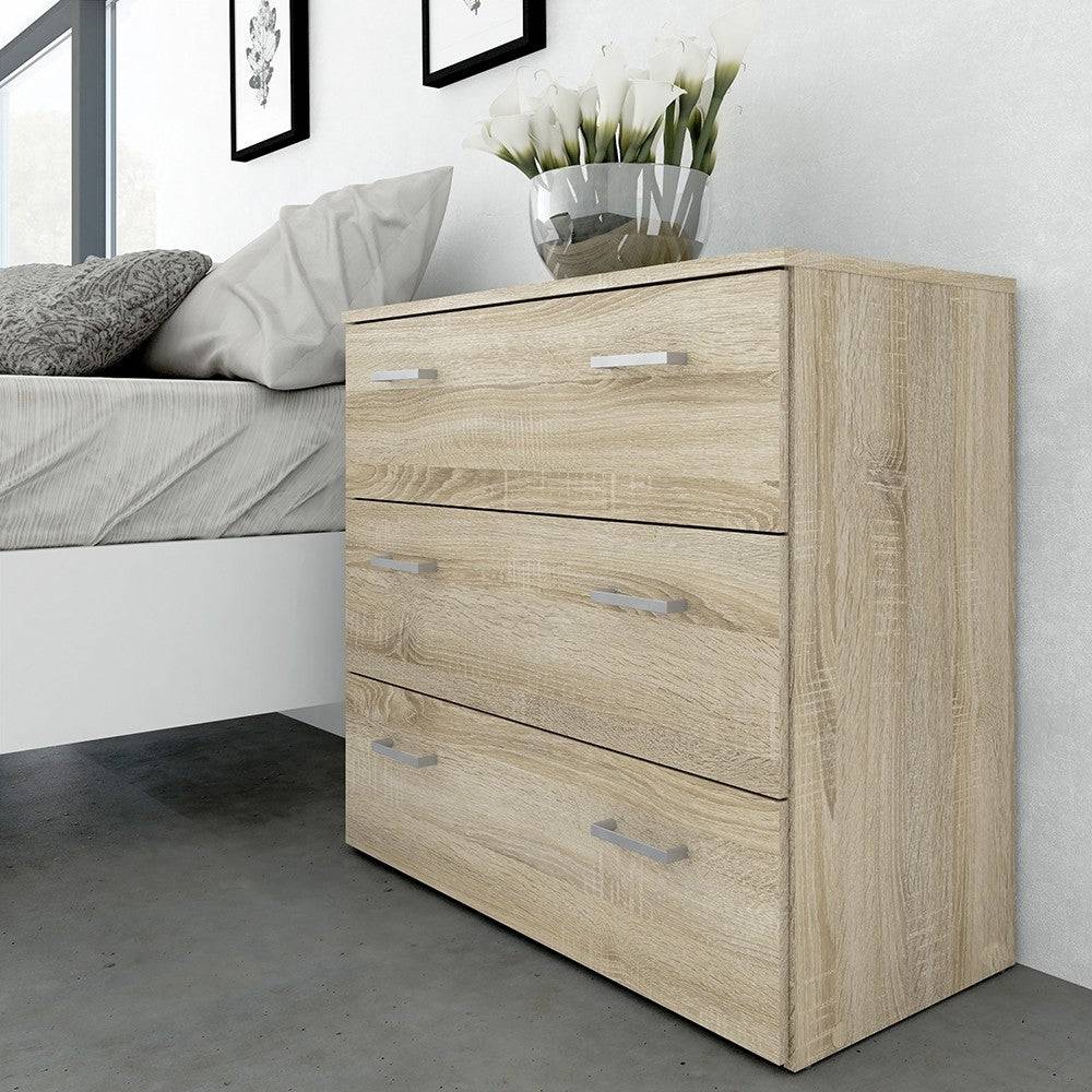 Space 3 Drawer Chest Of Drawers In Oak - Price Crash Furniture