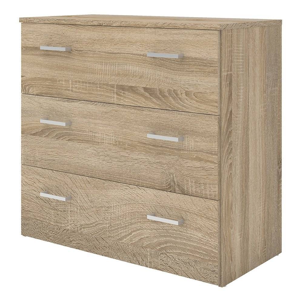 Space 3 Drawer Chest Of Drawers In Oak - Price Crash Furniture