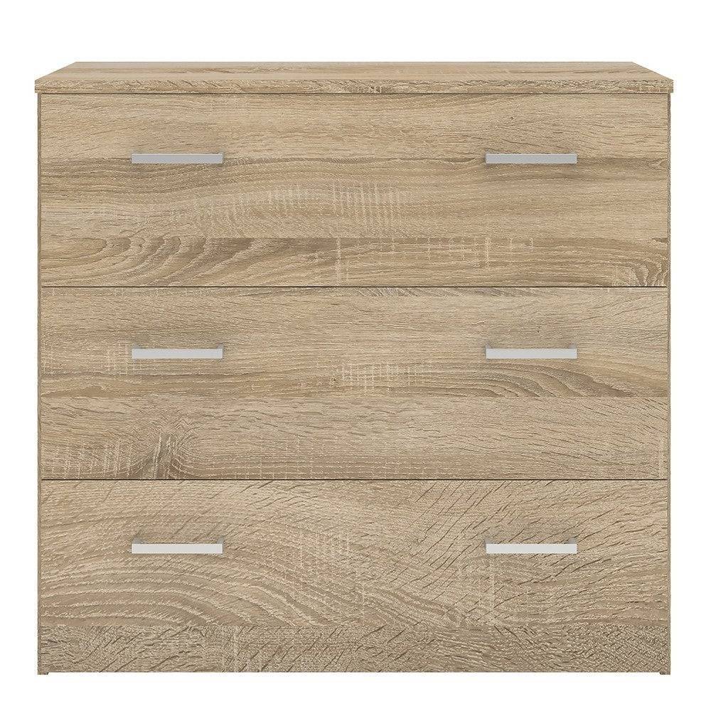 Space 3 Drawer Chest Of Drawers In Oak - Price Crash Furniture