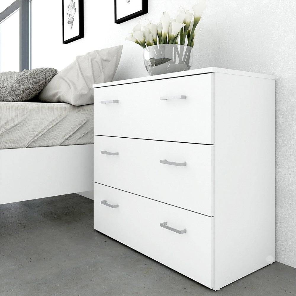 Space 3 Drawer Chest Of Drawers In White - Price Crash Furniture