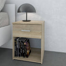 Space Bedside Table Cabinet Unit 1 Drawer In Oak - Price Crash Furniture