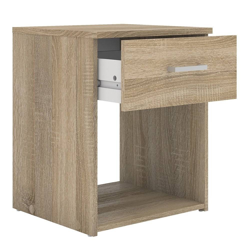 Space Bedside Table Cabinet Unit 1 Drawer In Oak - Price Crash Furniture