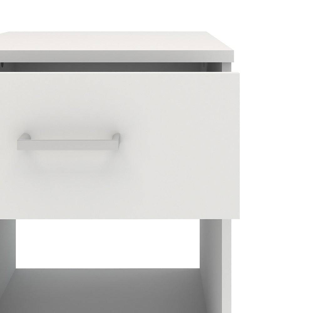 Space Bedside Unit Table Cabinet 1 Drawer In White - Price Crash Furniture