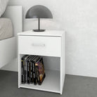 Space Bedside Unit Table Cabinet 1 Drawer In White - Price Crash Furniture