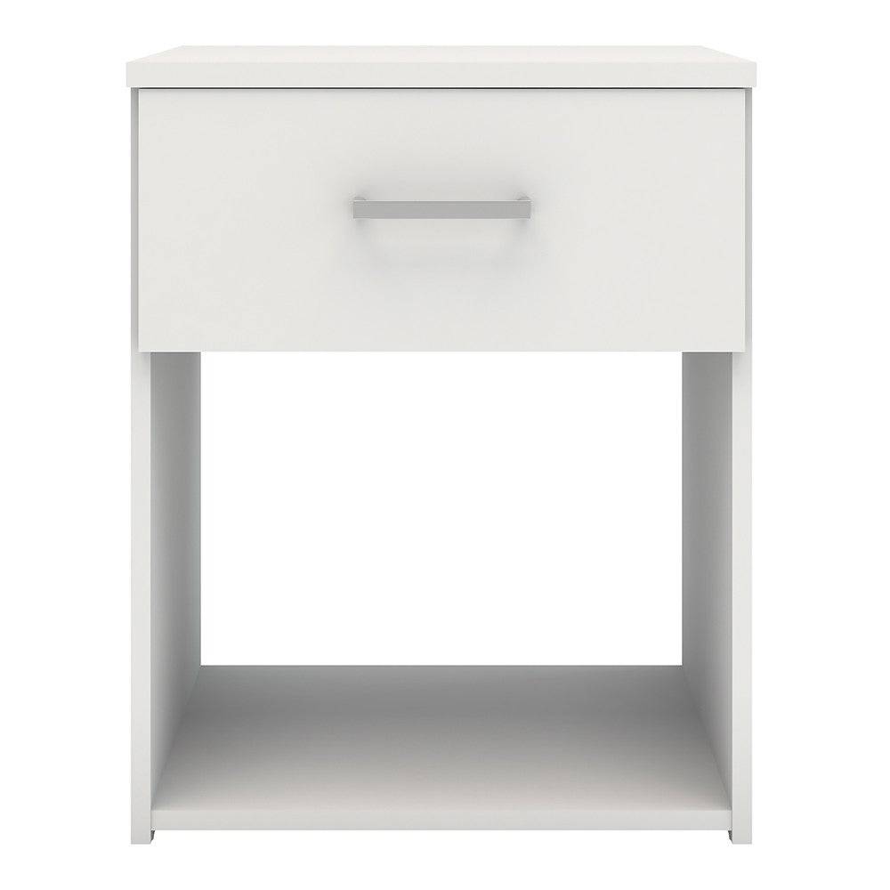 Space Bedside Unit Table Cabinet 1 Drawer In White - Price Crash Furniture