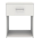 Space Bedside Unit Table Cabinet 1 Drawer In White - Price Crash Furniture