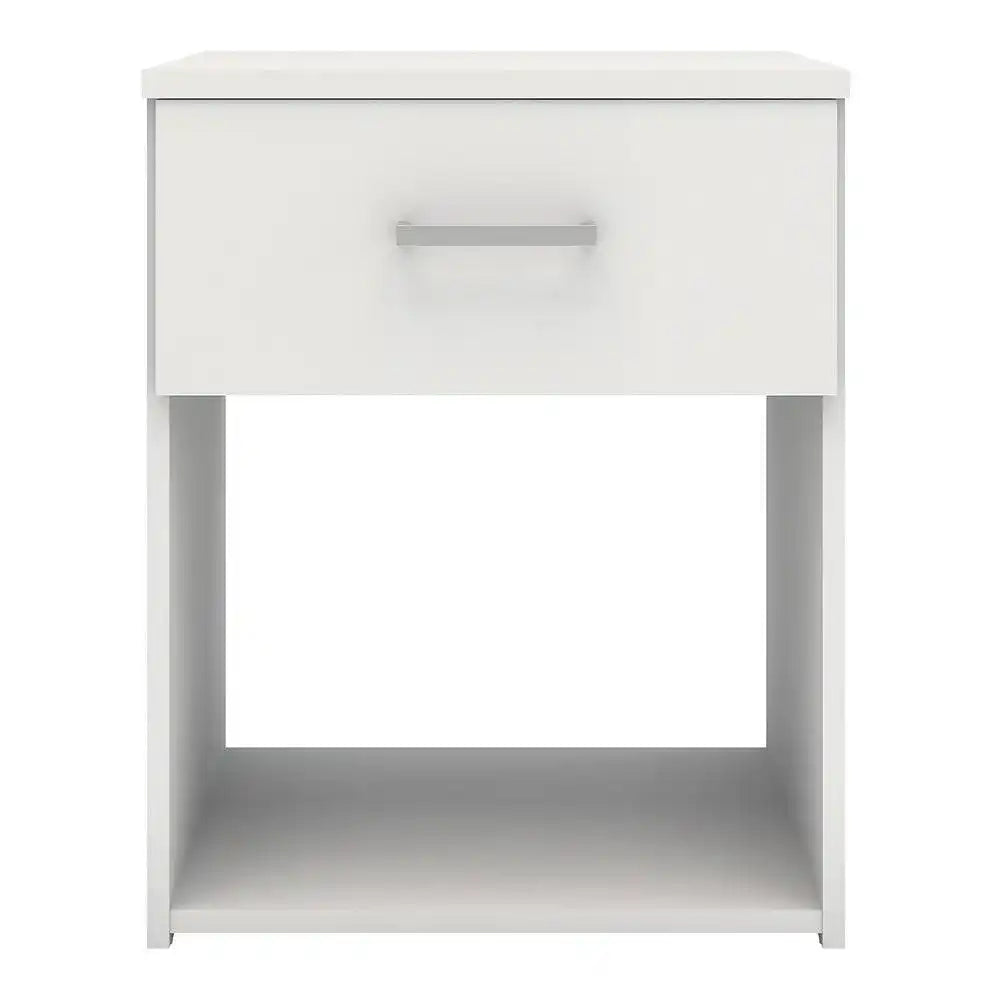 Space Bedside Unit Table Cabinet 1 Drawer In White - Price Crash Furniture