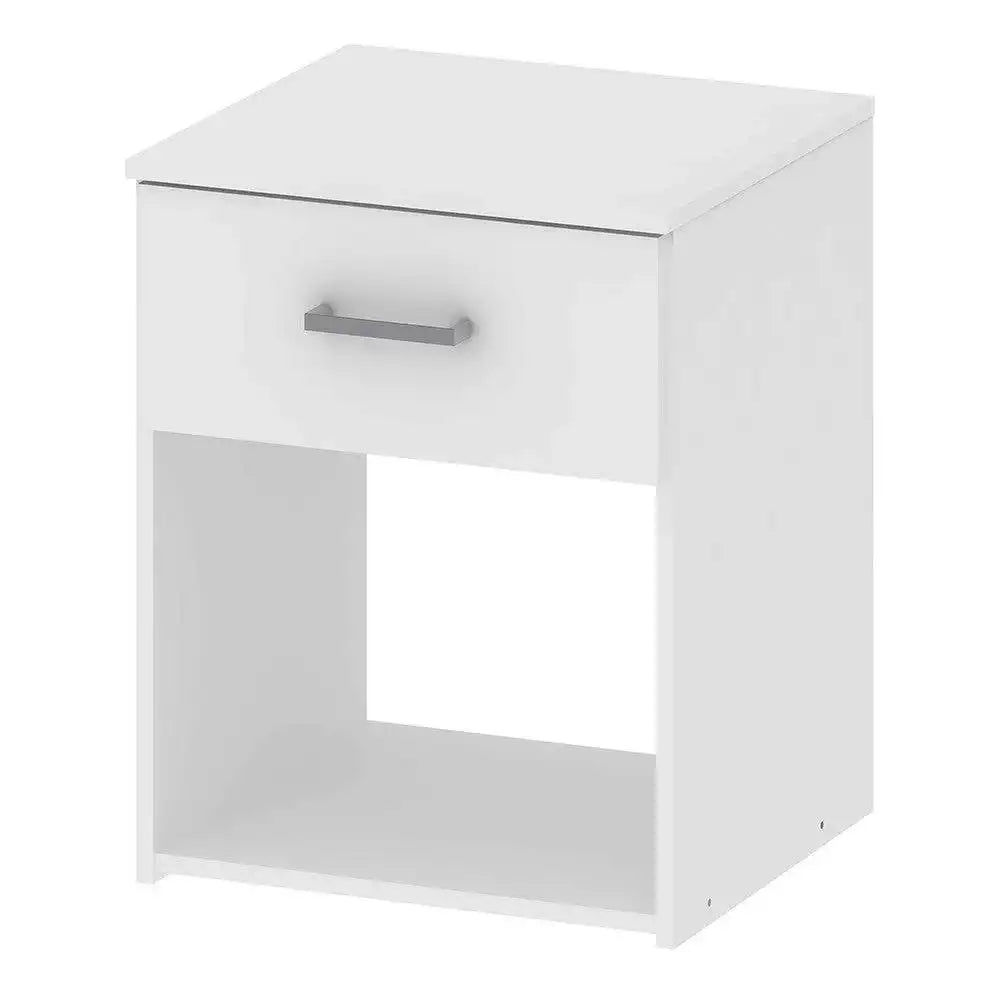 Space Bedside Unit Table Cabinet 1 Drawer In White - Price Crash Furniture