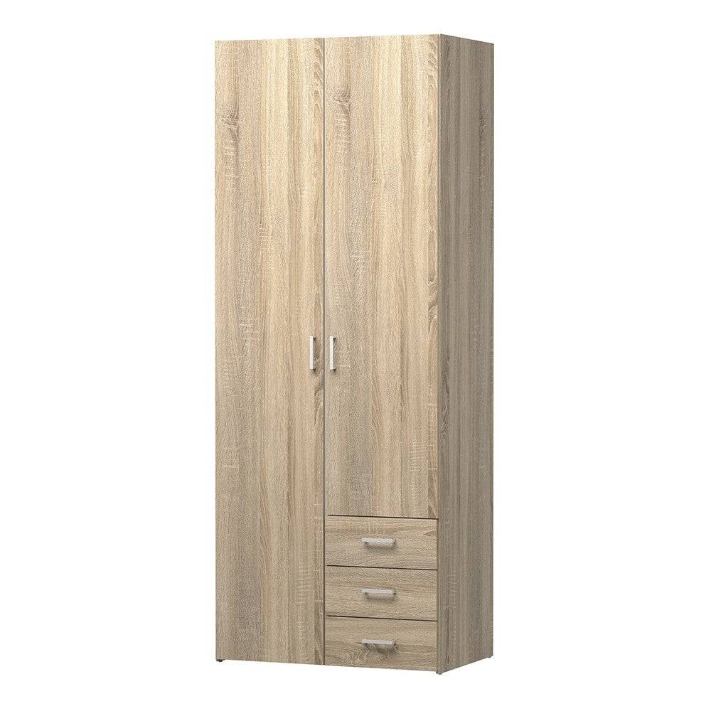 Space Wardrobe - 2 Doors 3 Drawers In Oak - Price Crash Furniture