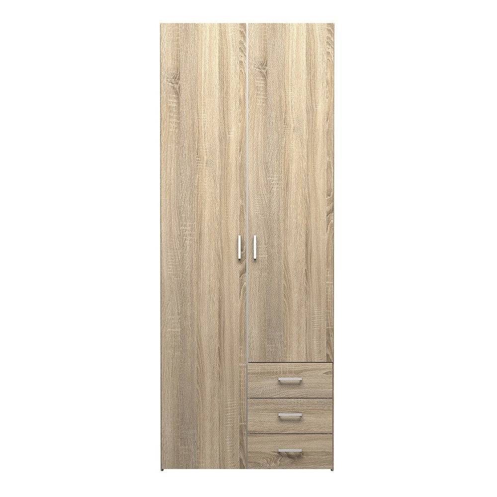 Space Wardrobe - 2 Doors 3 Drawers In Oak - Price Crash Furniture