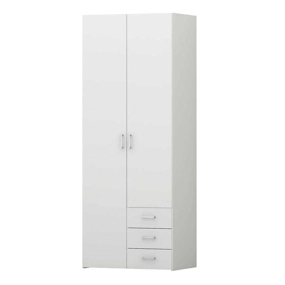 Space Wardrobe - 2 Doors 3 Drawers In White - Price Crash Furniture