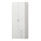 Space Wardrobe - 2 Doors 3 Drawers In White - Price Crash Furniture