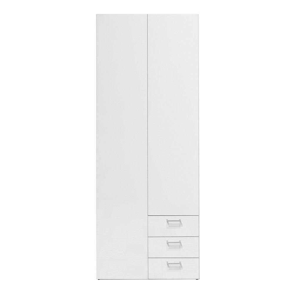 Space Wardrobe - 2 Doors 3 Drawers In White - Price Crash Furniture